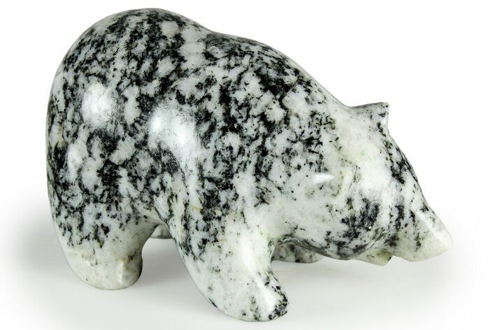 Realistic Polished Black and White Granite Bear #326789